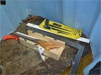 3 hand saws, Stanley saw kit, mitre box & saw,