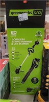 Greenworks cordless  string trimmer & jet blower