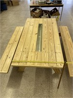 Custom built picnic table with cooler built in