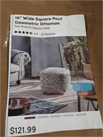 16" wide square pouf geometric ottoman