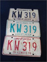 1971 73 and 74 license plates