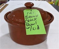 Brown Covered Crock Bowl