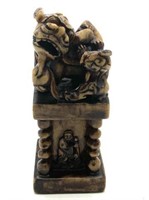 Chinese Carved Stone Foo Dog Piece.