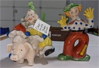 Clown & Pig Figurine, Occupied Japan