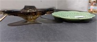 Art Glass Dish & Plate Marked Portugal