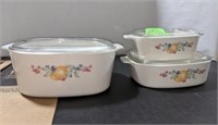 3 Covered Corning Ware Dishes