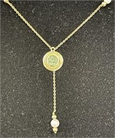 PRETTY 18K GOLD NECKLACE WITH STONES