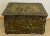 EXCEPTIONAL 1840’S FRENCH HAMMERED BRASS WOOD BOX
