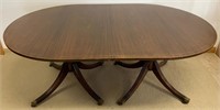 EXQUISITE MAHOGANY DOUBLE PEDESTAL TABLE W INLAY