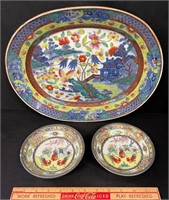 EARLY 19TH CENTURY PORCELAIN PLATTER AND BOWLS