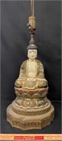 UNIQUE BUDDHA FIGURAL LAMP WITH BRASS BASE
