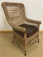 GREAT ANTIQUE WICKER ARM CHAIR - SUBSTANTIAL