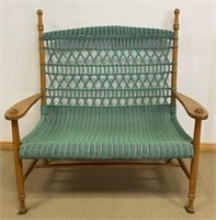 FANTASTIC 1920’S WICKER SETEE WITH TEAL OVERPAINT
