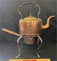 SUBSTANTIAL COPPER KETTLE WITH WARMING STAND