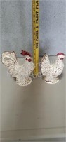 Hand-painted porcelain rooster figurines