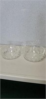 Two vintage thumbprint glass bowls, 9 in + 10 in