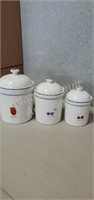 3 piece porcelain fruit themed canister set