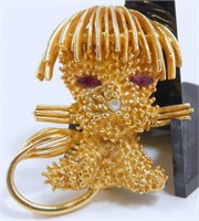 Vintage Jeweled Dog Brooch Pin Signed “Jeanne"