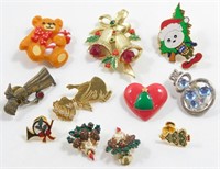 Assorted Christmas Jewelry including Jeweled Bell
