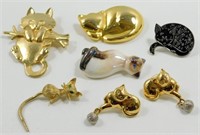 Assortment of Cat Jewelry - Some Signed
