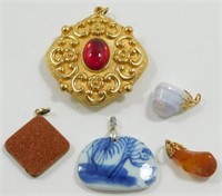 Assortment of Vintage Pendants including Blue
