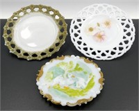 * Victorian Milk Glass Plates including Duck
