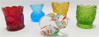 * Vintage Colored Glass Toothpick Holders and