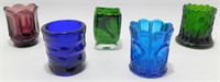 * Vintage Colored Glass Toothpick Holders