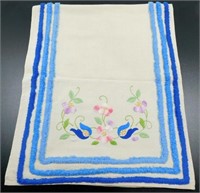 Hand Embroidered and Chenille Runner - Great