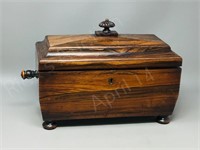 vintage rosewood tea caddy- divided interior