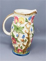vintage ceramic jug, hand painted- 10" tall