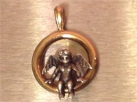 14K Gold and Sterling Angel Pendant
