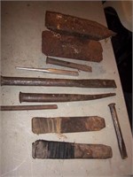 bars, punches, chisels, anvil