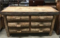 6-Drawer Rustic Log Dresser