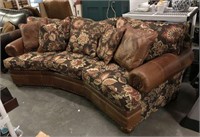 Mayo Leather & Floral Upholstered Sofa