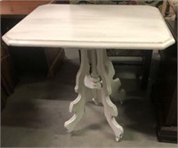 Shabby Painted Parlor Table on Casters