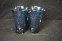 Two Grapes and Leaves Iridescent Drinking Glasses