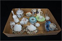 Tray lot of Trinkets and Small China Pieces