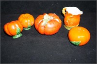 Pumpkin Trinket Dish, Creamer & Shakers