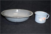 Enamel Ware Cup and Bowl Splatter Ware