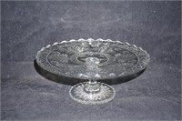 Glass Pedestal Cake Plate with Flowers