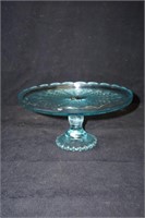 Light Blue Glass Pedestal Cake Plate