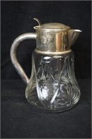 Silver Plate & Glass Water Pitcher w/ Ice Infuser
