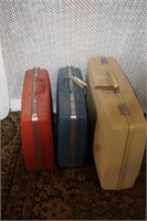 Set Of Three Vintage Hard Style Suitcases