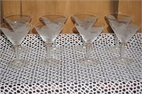 Set Of 8 Vintage Silver Leaves Coupe Glasses