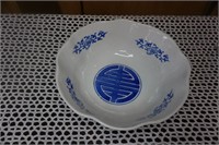 Blue and White Scalloped Bowl