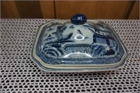 Blue and White Blue Willow Style Covered Dish