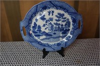 Blue Willow Style Platter with handles