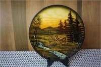Large Decorative Plate with Deers