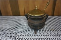Primitive Cast Iron Pot with Solid Brass Lid ..